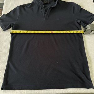 Men's The Kooples Short Sleeve Polo Shirt Dark Blue Small Mandarin Collar Mint